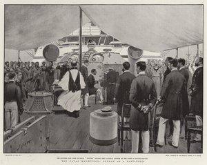 The Naval Manoeuvres, Sunday on a Battleship by Joseph Nash